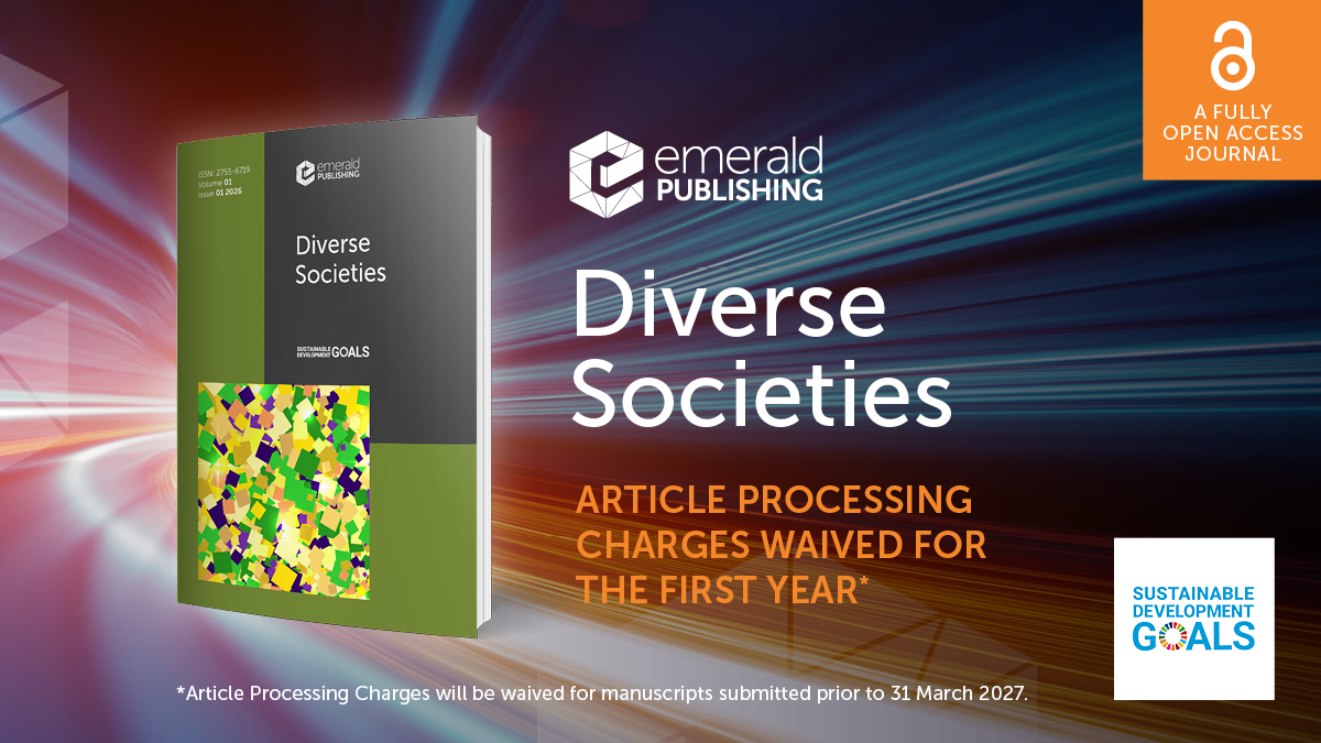 EmeraldGlobal's tweet photo. Diverse Societies is a new open access, interdisciplinary journal bringing together humanities and social sciences research to explore how diversity, inequality and social structures shape societies. Learn more https://t.co/oPhdWLfhHF https://t.co/R2JU79WKn8
