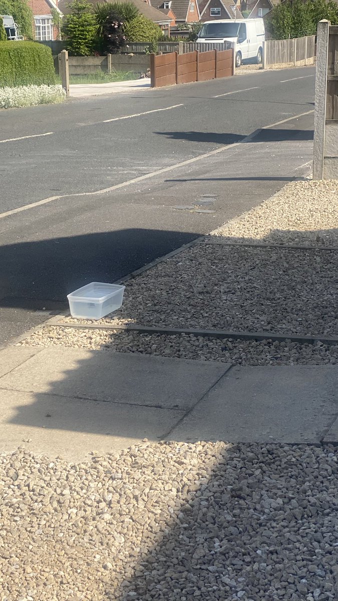 tdurbo's tweet photo. Me next door neighbour’s put a Tupperware container full of water with ice cubes in it, for the dogs that go up n down our street. He’s just put yet more ice cubes in it.
I feel a bit bad for pissing in it now.
#Summer #Heatwave #PinxtonLife #ThugLife #HydrationStation https://t.co/UPGnccqXaR