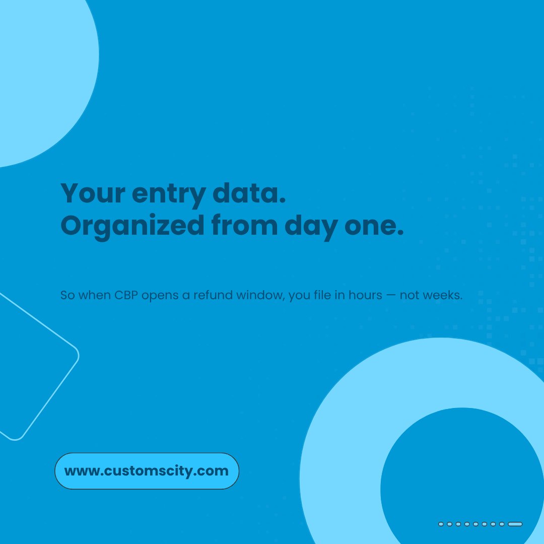 CustomsCity's tweet photo. If your entry data isn't organized today, the next refund window won't wait.

CustomsCity keeps your data clean from day one — so when CBP opens a window, you file in hours.

👉 https://t.co/fWet6Lz9jN

#CAPE #IEEPA #CustomsBroker #TradeCompliance #CBP https://t.co/BItN1PsQaq