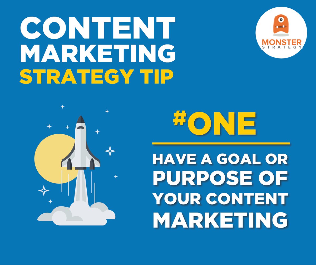 MonsterStrategE's tweet photo. Set goals before you start.

#monsterstrategy #contentmarketing #digitalmarketing #marketingtips #biztips #contentstrategy #setgoals https://t.co/bnTW8ERPc9