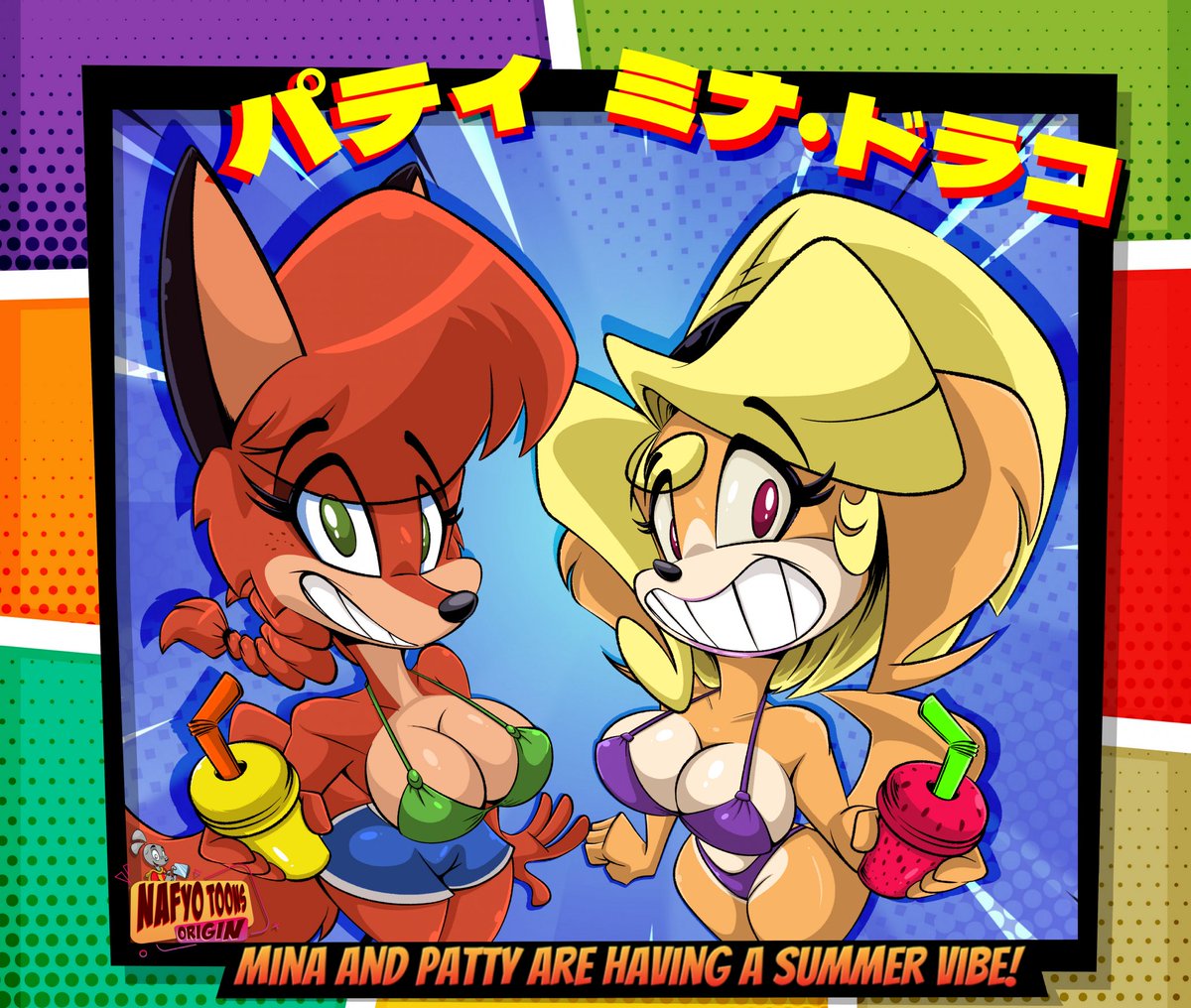 Nafyotoonz's tweet photo. 🟢 "Crossover."
Mina and Patty in summer vibe 2026 🏖☀️🧋👙
-Mina owned by @nafyotoons
-Patty owned by @fox.popvli
🟢Tags\
#furryart #furry #furryfandom #artist #patty #summer #bikini #boobs https://t.co/4PklKBHzjr