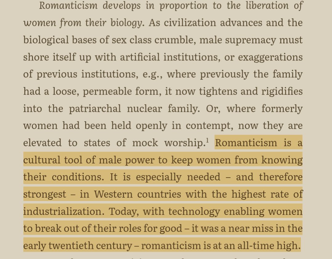inannafem's tweet photo. Romanticism is a cultural tool of male power 

The Dialectic of Sex, chp. 7 https://t.co/DWmTkbjYPi