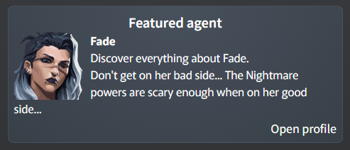 ArchivesKingdom's tweet photo. The patch 12.10 is now available on K.A.:
🔹1 new email. (from Cypher)
🔹1 new voicemail. (from Sage)
🔹1 new voice communication. (from Sova)
🔹1 new homescreen.
🔹1 new playercard.
🔹1 new killbanner.

Featured agent is Fade. https://t.co/jELxznNRdf