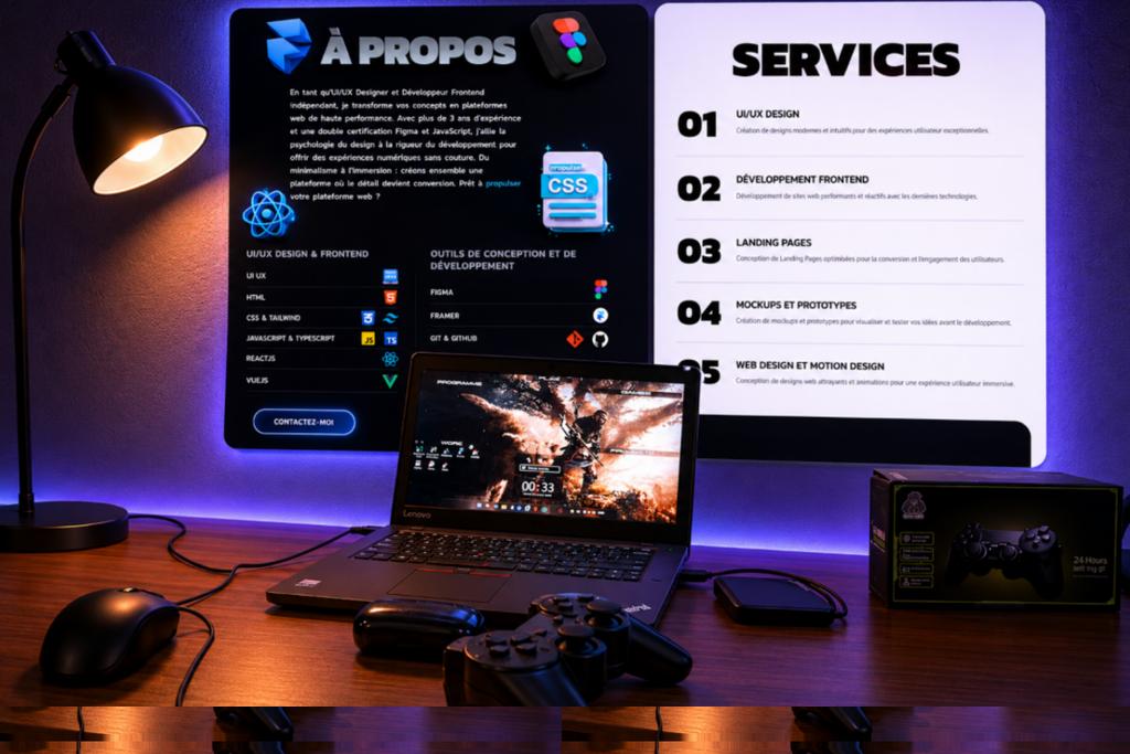MiguelDesignUX's tweet photo. Controllers on the desk, a God of War session open on the screen... Are we working or gaming? Here is m'y work space. UI/UX • Frontend • built for one thing: conversion. Ready to level up your platform? 
https://t.co/2RbhMIQiCW 

#uiuxdesign #frontenddev #webdesign #portfolio https://t.co/wgysiT6pi3