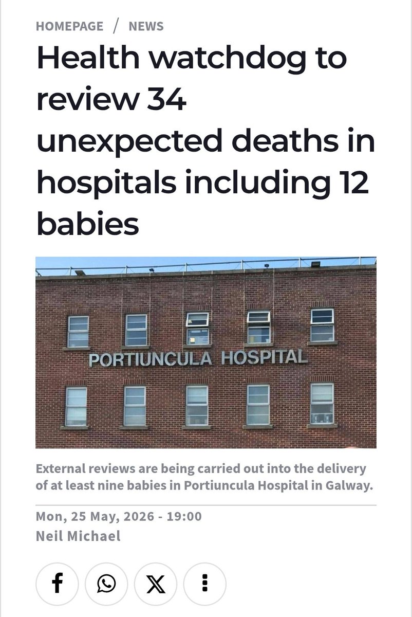 CMHaughey's tweet photo. #Hiqa has launched reviews into 34 unexpected HSE hospital deaths since last November, new figures reveal. Neil Michael @irishexaminer
They include 12 babies and 14 hospital patients who died while undergoing medical treatment.
Reviews are also under way or have been carried out into the cases of 33 babies referred for therapeutic hypothermia, also known as neo-natal cooling.
#RIP @SaferBirthsIre
https://t.co/lbMn0UzTW2