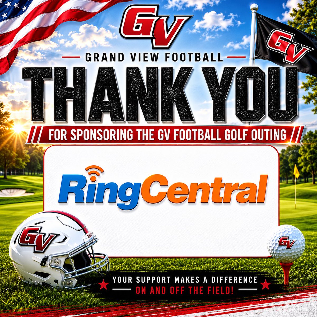 GVVikingFB's tweet photo. Special thank you to Ring Central for being a proud sponsor of the 2026 Grand View Football Golf Outing!

#WEAREDSM https://t.co/i4QXonlllh
