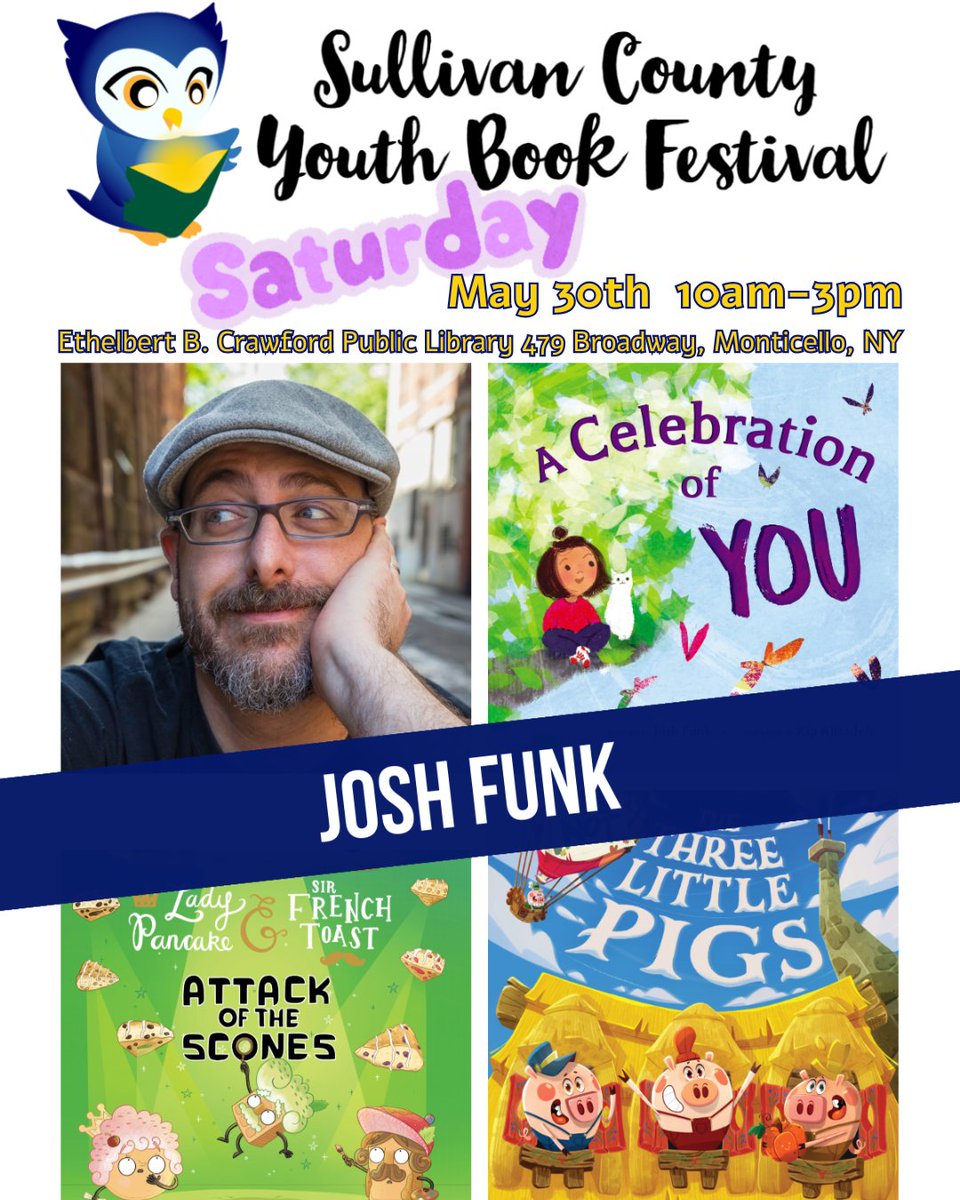 joshfunkbooks's tweet photo. This Saturday! I’ll be at the only library in the country named after an “Ethelbert”! See you there, Sullivan County Youth Book Festival! https://t.co/DY1cJL1xe0