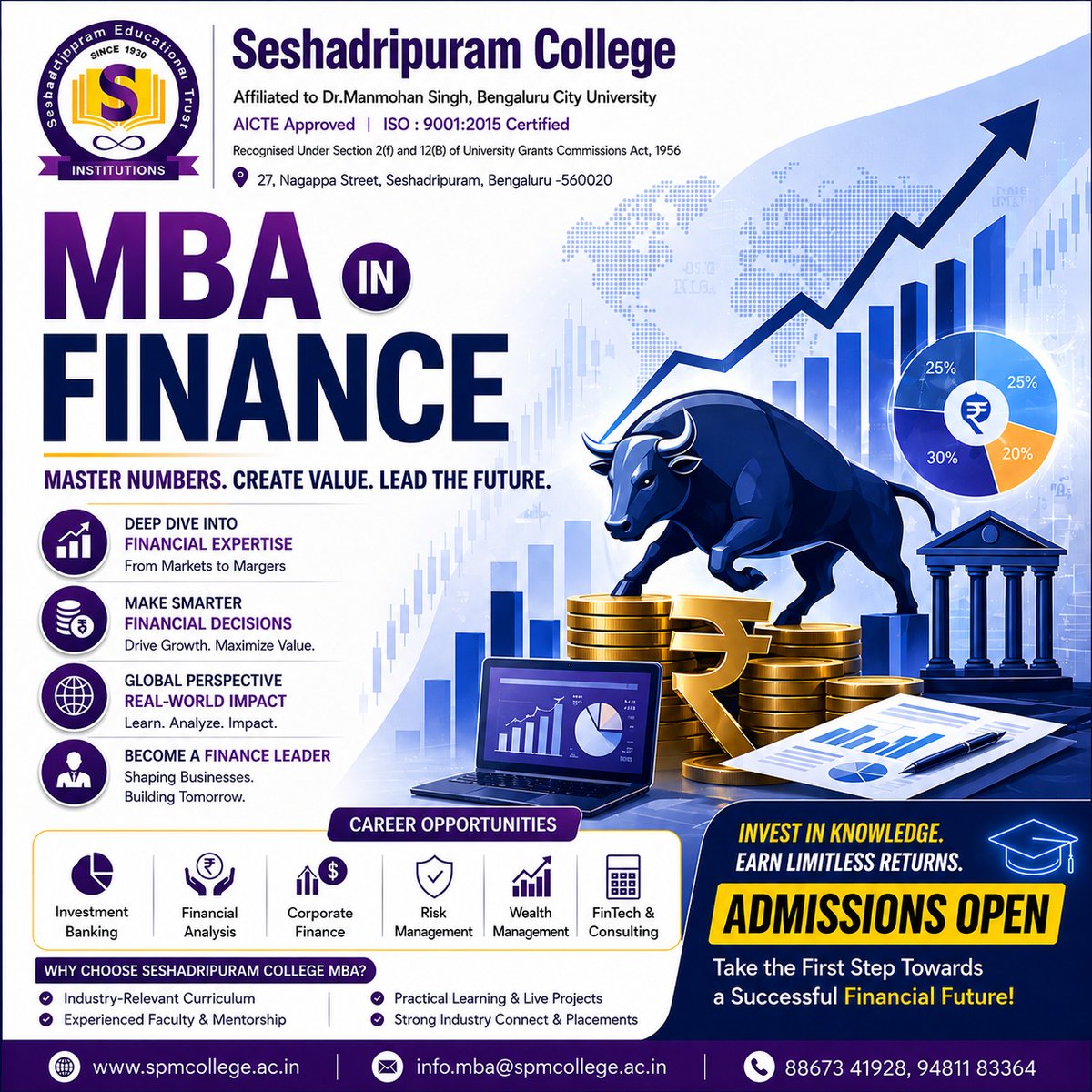 SDC_MBA's tweet photo. Master Numbers. Create Value. Lead the Future with ar MBA in Finance at Seshadripuram Colleae! Admissions Open Now - Invest in Knowledge and Builc a Successful Financial Career.
#MBA #MBAFinance #Finance https://t.co/e3wRbdZ0Tc