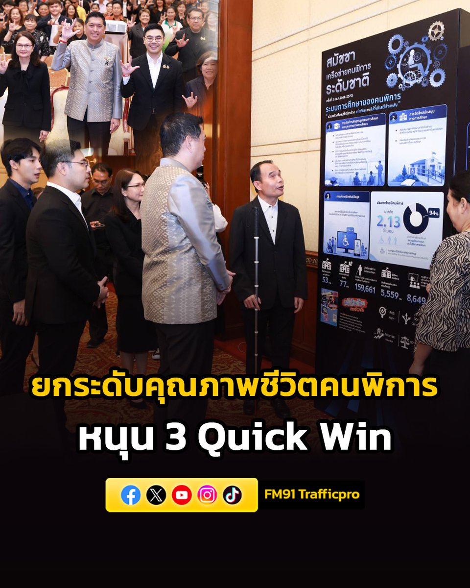 fm91trafficpro's tweet photo. "รมว.ป๊อป นิกร โสมกลาง" ชู นโยบายยกระดับคุณภาพชีวิตคนพิการ หนุน 3 Quick Win สร้างสังคมอยู่ดี มีโอกาส เพื่อคนพิการไทยทุกคน
#สวพ91 #พม #คุณภาพชีวิตคนพิการ #QuickWin
https://t.co/3UQNGlq9RQ https://t.co/FO5OvZ0GRz