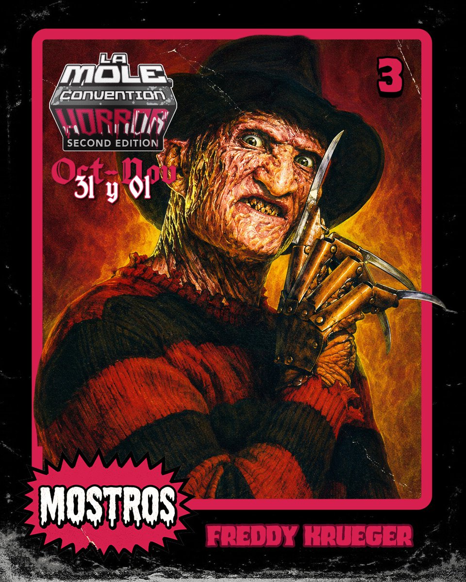 lamolemx's tweet photo. 🤘💀 El hijo de cien maniáticos llega a nuestra tercera trading card digital. ¿Cuál consideras la mejor película de #FreddyKrueger?
¡Recuerda juntarlas todas!
#Mostros #LaMoleHorrorEdition https://t.co/gN0Kf0i5ma