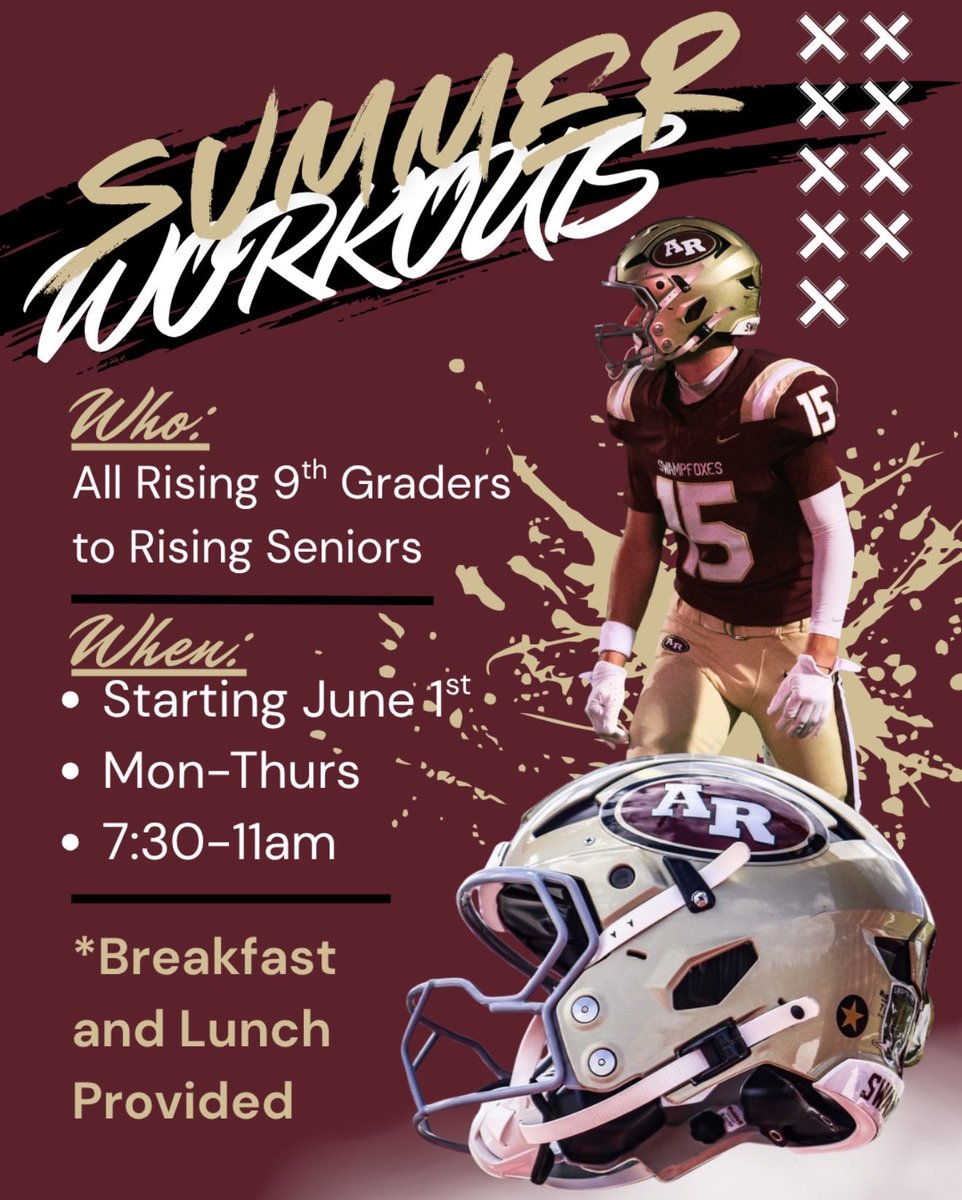 SwampFoxesFB's tweet photo. SUMMER WORKOUTS START MONDAY! 

#Ridge https://t.co/6wwB5J6uu9