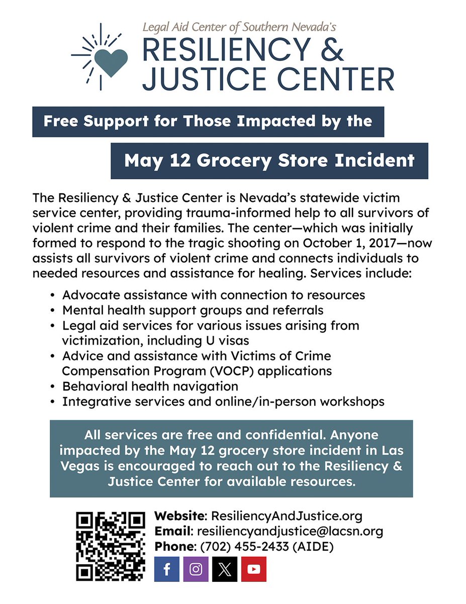 ResJustCenter's tweet photo. @NomuraReports @News3LV The Resiliency &amp; Justice Center is still available for anyone impacted. https://t.co/hv1gIYU5ze