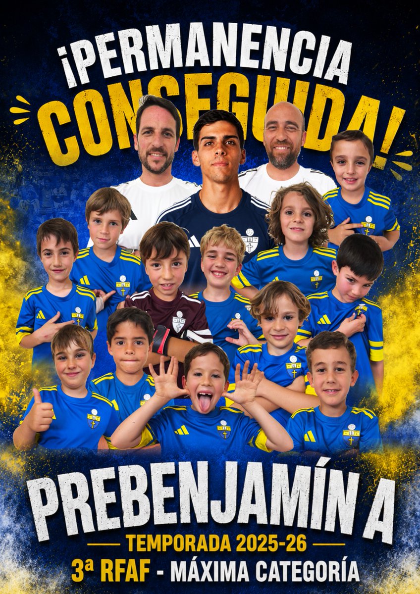 caminoviejo_cf's tweet photo. 🔵🟡 ¡OBJETIVO CUMPLIDO! 🟡🔵

Nuestro Prebenjamín A seguirá un año más en 3ª Andaluza, la máxima categoría. 💪⚽

Orgullosos de estos pequeños gigantes que han defendido el escudo hasta el final. 💙💛
¡MUY GRANDES, EQUIPO!

#Nuestrocamino https://t.co/ZJrZHhKAnj