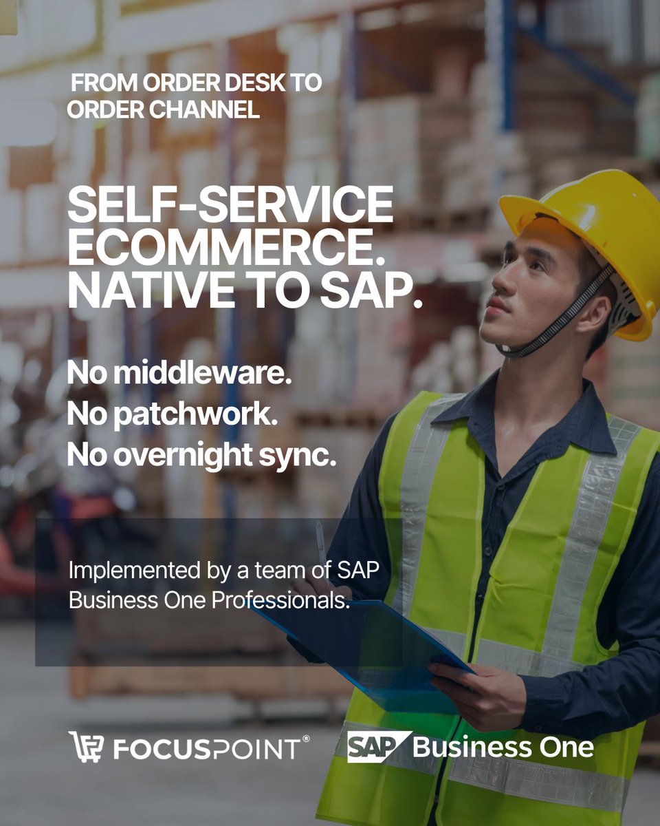 FocusPointSAP's tweet photo. Ecommerce stops being a project. It becomes the channel.
FocusPoint ecommerce is implemented and supported by a team of SAP Business One Professionals.

→ See how to scale your ecommerce operation. Link in our profile.

#FocusPoint #B2BEcommerce #OperationalExcellence https://t.co/XtK4uh5GyV