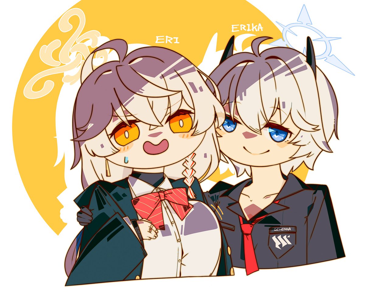 ember7012's tweet photo. 何故人は白髪美少女に惹かれるのか？
2人にはさまれたい( ˘ω˘ )

白尾エリ　旗見エリカ / bluearchive
#ブルアカ https://t.co/VsBQt8qN39