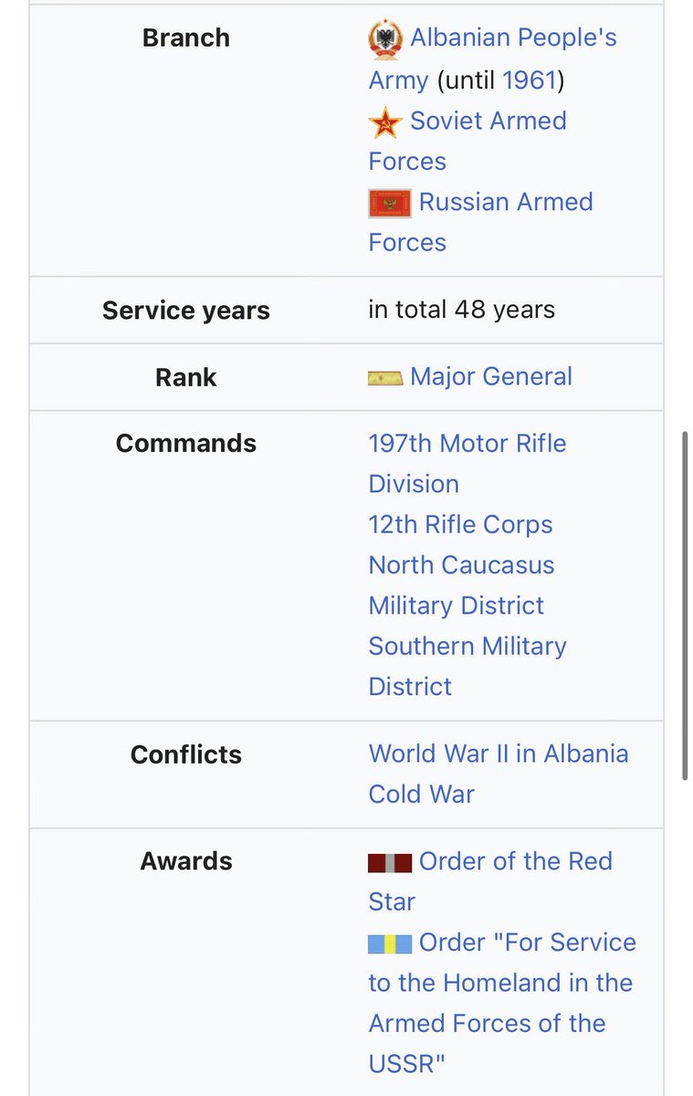 ShefqetFejzo11's tweet photo. Today I learned that a Albanian from  Gjirokastra was a major general of the Soviet Armed Forces 😭 https://t.co/r9cSF1y3Pg