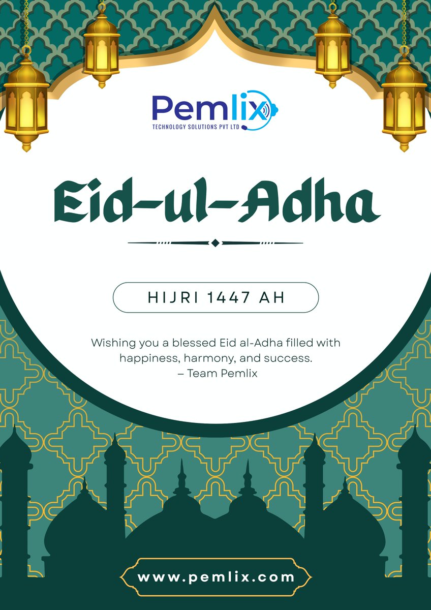 Pemlix's tweet photo. Eid Mubarak from Team Pemlix!

Wishing you, your family, and your team a blessed Eid-ul-Adha filled with happiness, harmony, and continued success.

Have a wonderful celebration!

https://t.co/osVht1HSI3

#EidMubarak #EidAlAdha #TeamPemlix #Prosperity #TechCommunity https://t.co/MftM3dlZs1