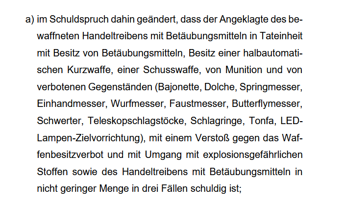 sebasobo's tweet photo. Es gibt Fälle, in denen schon ein kleines Taschenmesser zur Verurteilung wegen bewaffneten Handeltreibens mit BtM/Cannabis führt.

Und dann gibt es solche Fälle (BGH 2 StR 288/25): https://t.co/wy9seSkKFv