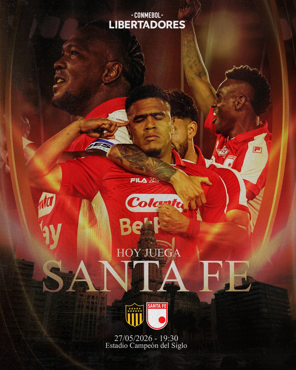SantaFe's tweet photo. ¡Garra para luchar 🦁, corazón para creer ❤️ y FE para nunca dejar de soñar ☝🏻!

Nos vemos a las 19:30 (🇨🇴) en la noche continental 🇮🇩 para enfrentar juntos a Peñarol 🇺🇾

#VamosSantaFe https://t.co/piZWGPUDxz