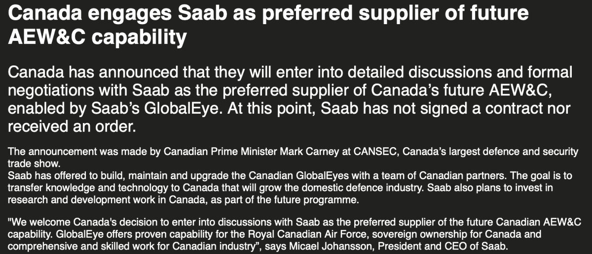 elisabethmalom1's tweet photo. Let's go #Canada and a GlobalEye purchase!! But also if you ever want to read the most Canadian-like, confusing release: 
-we want it formally 
-are negotiating and announcing it 
-but god forbid we commit to an order or an actual procurement. https://t.co/jFVnkKPfF0