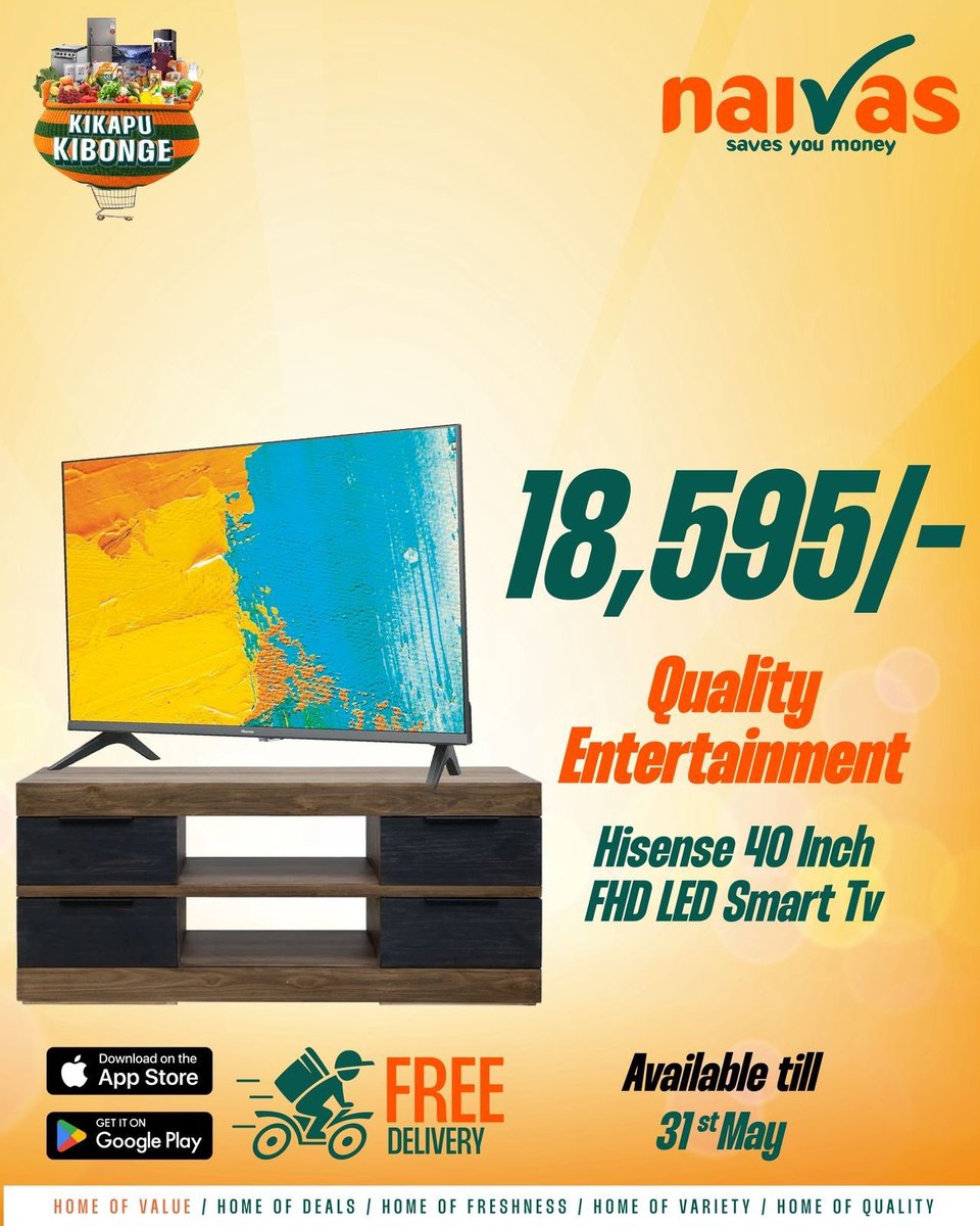 Ellynah_'s tweet photo. Tunaelekea msimu wa World Cup , it’s time uone game kwa big screen jameni
Hisense 40 Inch FHD LED Smart TV is now going for only Ksh 18,595 at @naivas_kenya. Offer valid till 31st May and FREE delivery included.
Beba Kikapu Kibonge #NaivasGameOn https://t.co/2Ra09JxCXD