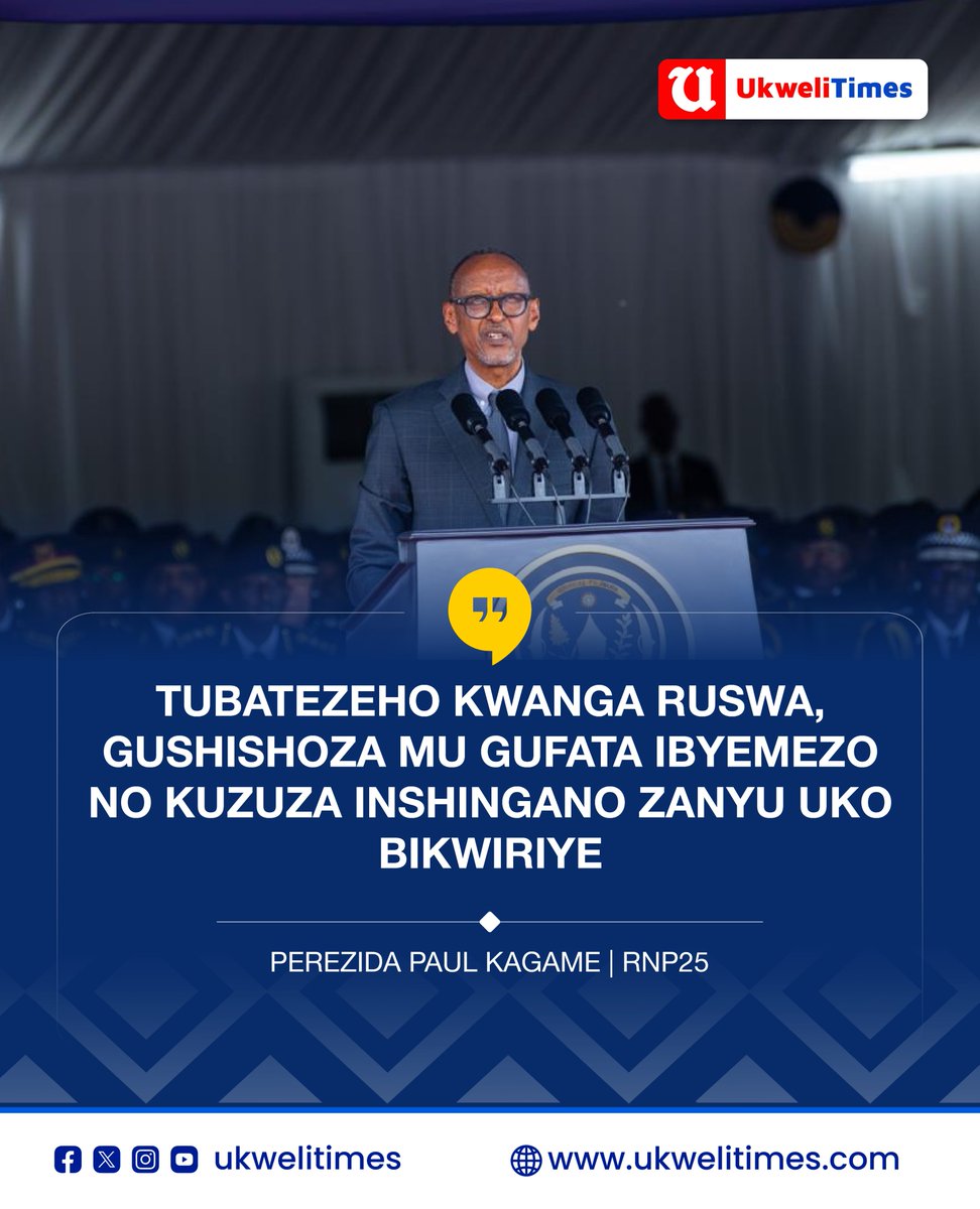 UKWELITIMES's tweet photo. "Tubatezeho kwanga ruswa, gushishoza mu gufata ibyemezo no kuzuza inshingano zanyu uko bikwiriye" Perezida Paul Kagame mu muhango wo kwinjiza ba Ofisiye bashya muri Polisi y'Igihugu no kwizihiza imyaka 25 y’ubufatanye butanga umutekano. @UrugwiroVillage @Rwandapolice 

🎨 @th3o_design