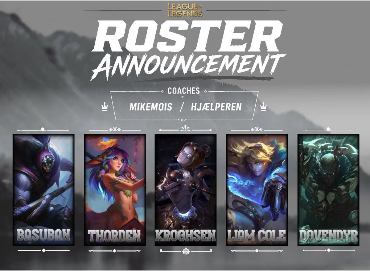 RichGangEsports's tweet photo. Rich Gang is proud to welcome our new Danish League of Legends roster for the LCD Summer Season 🔥

A new chapter begins, new players, new energy, same ambition 🔝

@lolbasuban
@Thorden_
@KroghsenLoL
@LiamColelol
@Dovndyr1 

@MikeMooislol - HC
@Hjaelperen - AC https://t.co/yoOzSABvAt