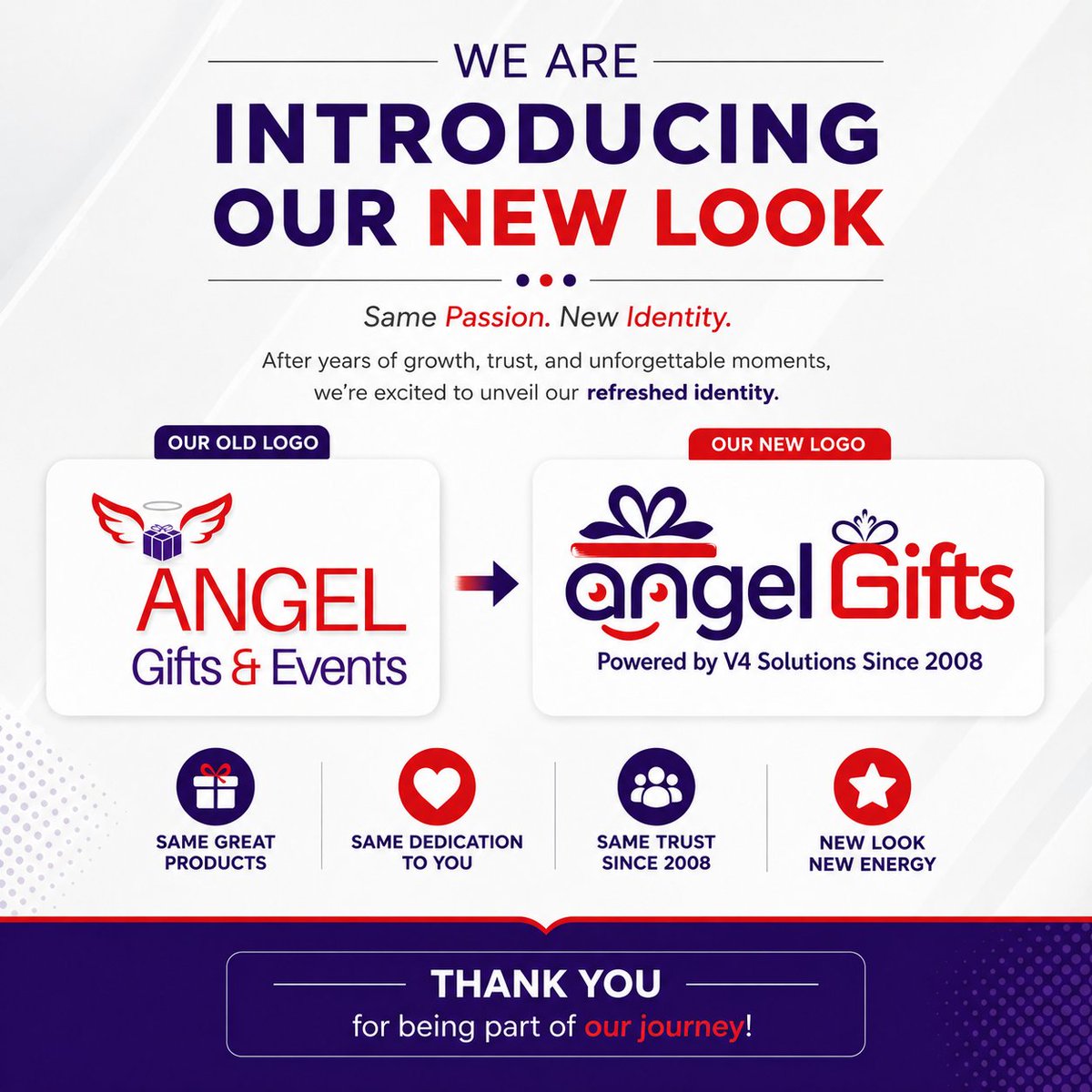 Angel22662239's tweet photo. We’re excited to unveil the refreshed identity of Angel Gifts🎁🚀
After years of delivering memorable corporate gifting experiences across India, we’re stepping into a new era with a modern new look — while keeping the same passion, quality, and commitment you trust since 2008. https://t.co/nPrDwExaKv