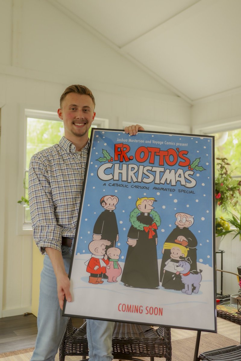 CatholicToons's tweet photo. Check out the poster design for Fr. Otto’s Christmas! 🎄 
.
I want to give a big thanks to those who’ve already pledged their help for the project!  We still need more help to reach our goal, so please consider backing us! ➡️ https://t.co/RDZ3sFXBjf https://t.co/easL1Zkt9n