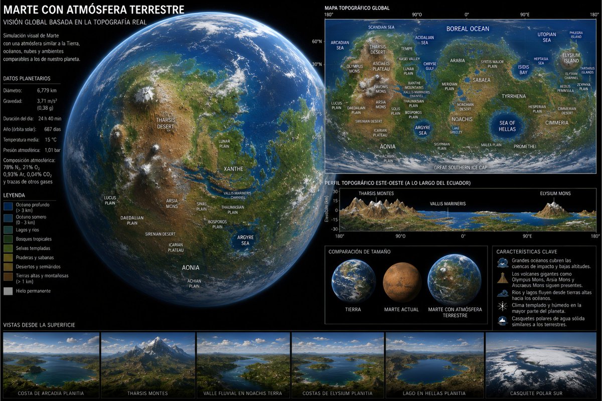 OSEDVEGOZ's tweet photo. Imaginemos un momento que Marte, el cuarto planeta desde el Sol, tuviese la atmósfera terrestre con una composición y condiciones climáticas similares.

Será como La Tierra, equilibrada  y estable o seguirá siendo un planeta caótico?

Abro hilo 🧵 
#NASA #Marte #Astronomia https://t.co/ohfxmdTWaA