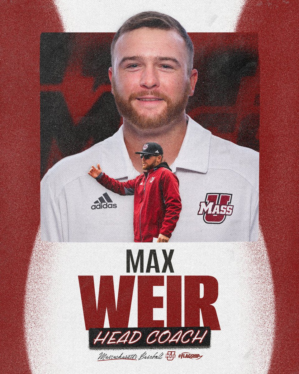 UMassBaseball's tweet photo. New title. Same standard. 

Congratulations to our new head coach, @max_weir05! 👏

#Flagship🚩 https://t.co/FVK11pfwvm