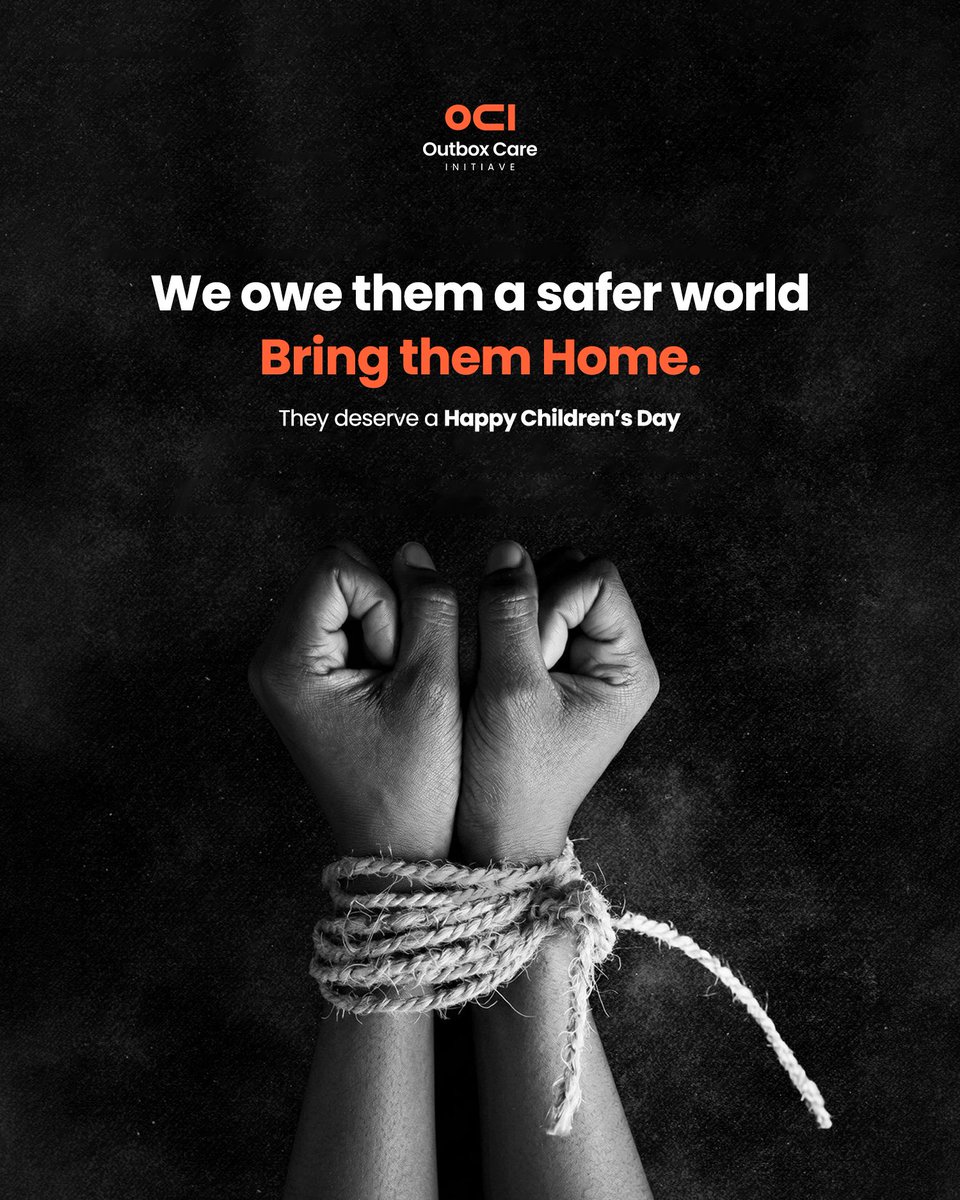 outboxcares's tweet photo. Today we remember the children held captive in Oyo state Nigeria and across the world.

As the most vulnerable members of society, we are called to rise and protect them. We call on @NigeriaGov to bring the Oyo captives home.

It should be a Happy Children's Day. https://t.co/XsWB3WsM5G