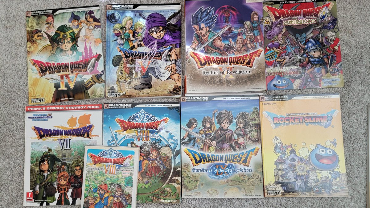 StevenBunner's tweet photo. A few of my Dragon Quest strategy guides. 
#DQ40th
#DQ40thanniversary https://t.co/S9chaEWkqe