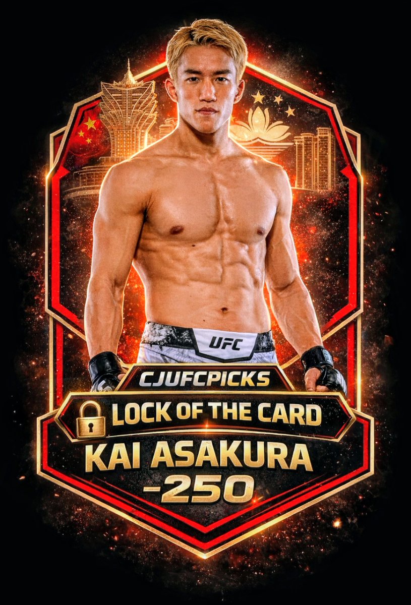 CJUFCPicks's tweet photo. Lock this up for UFC Macau this Saturday! #MMATwitter #Gambling𝕏 #ufcmacau #ufcchina #ufcpicks #ufcpredictions #lock https://t.co/xI7Fj2Vlnj