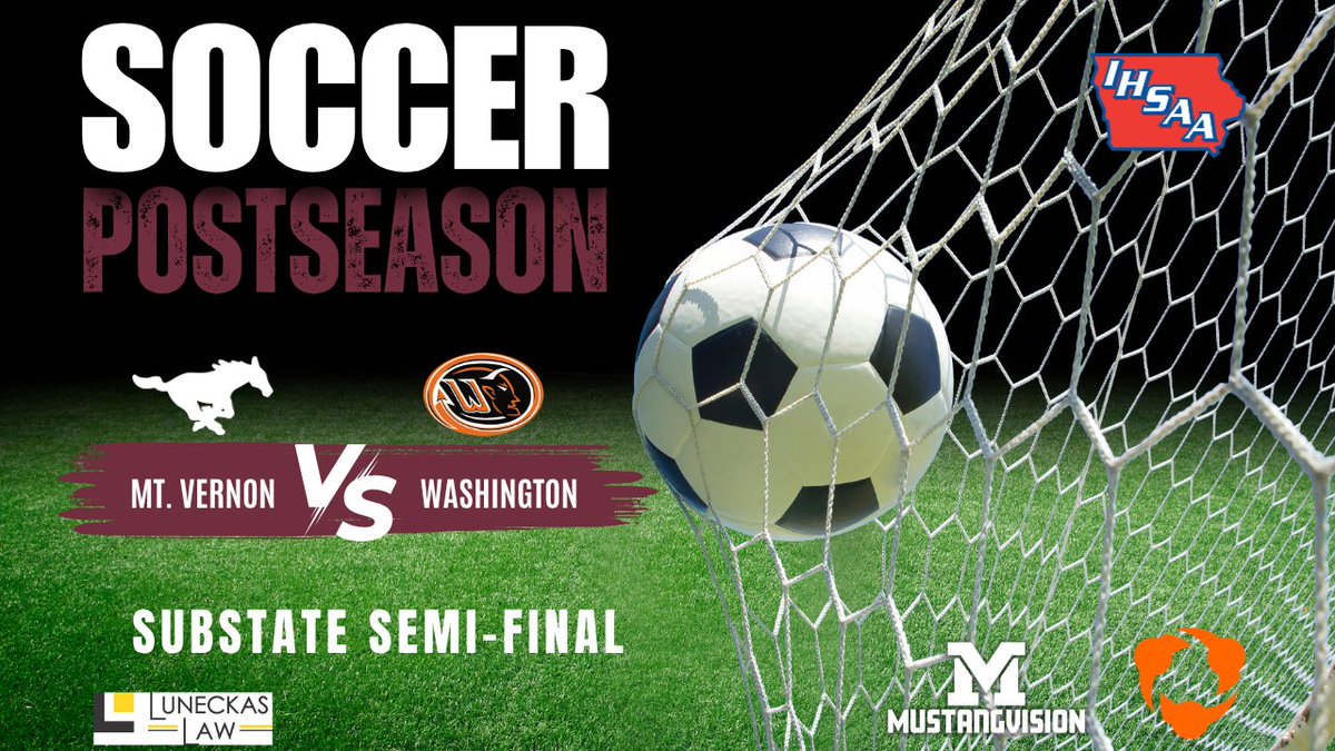 Mustangvision1's tweet photo. ⚽️ Class 2A, Substate 4, Semi-final 
🐴 @mvhsbsoccer vs. Washington
 📌 Martha Parsons and Family Activities Complex
⏰ 7:00pm    
📺@Hudl or https://t.co/cN8nd6SeXC 
📻97.1 FM at the game https://t.co/7Yfgk7feXZ
