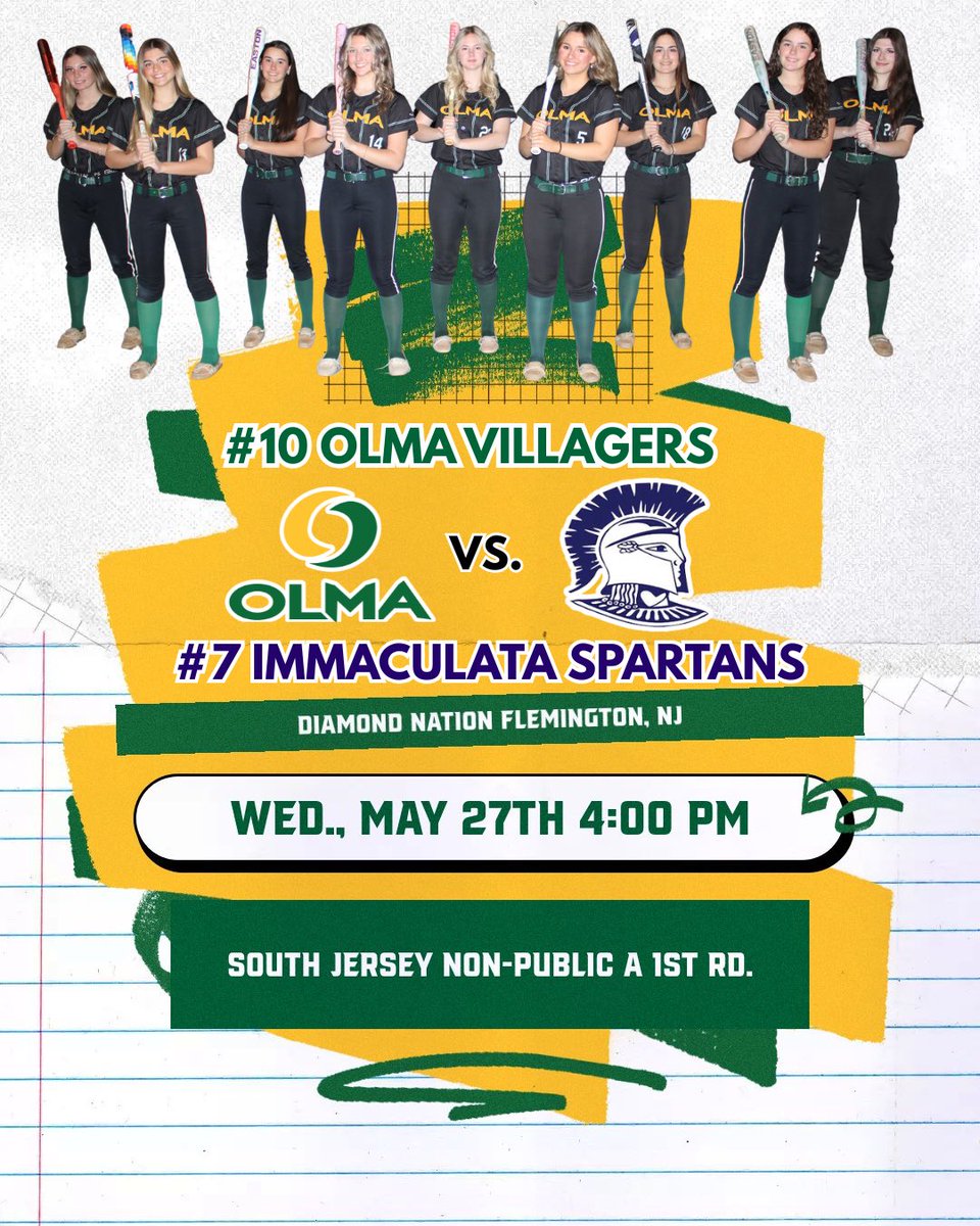 OLMAathletics's tweet photo. OLMA Softball heads to Diamond Nation to take on Immaculata in the 1st Rd. of the NJSIAA Non-Public A State Tournament. We will have live coverage for you here on today’s action. https://t.co/vRIAIkyTFK