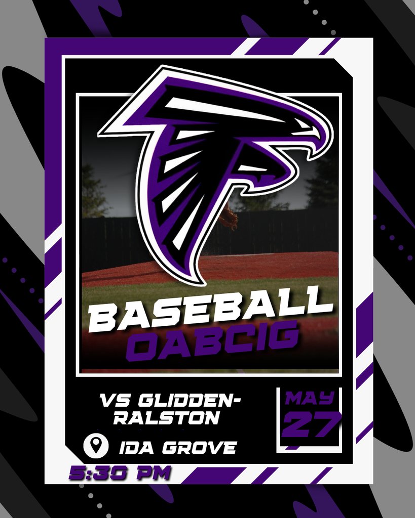 OABCIG's tweet photo. The OABCIG Falcons Baseball team takes on Glidden-Ralston in Ida Grove at 5:30 PM. Come out and support the Falcons at the diamond! https://t.co/l6kKpT7ukP