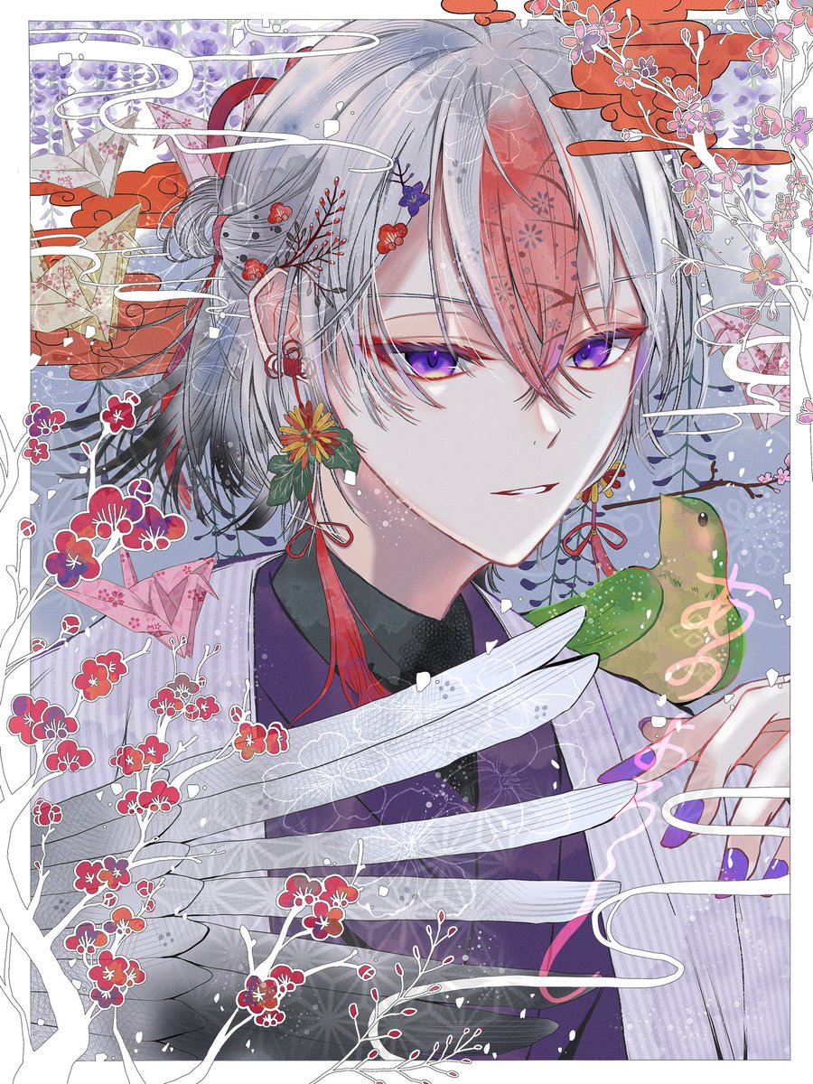 大好きな花札くんのFA描かせていただきました〜🎴 本当にデザイン素敵