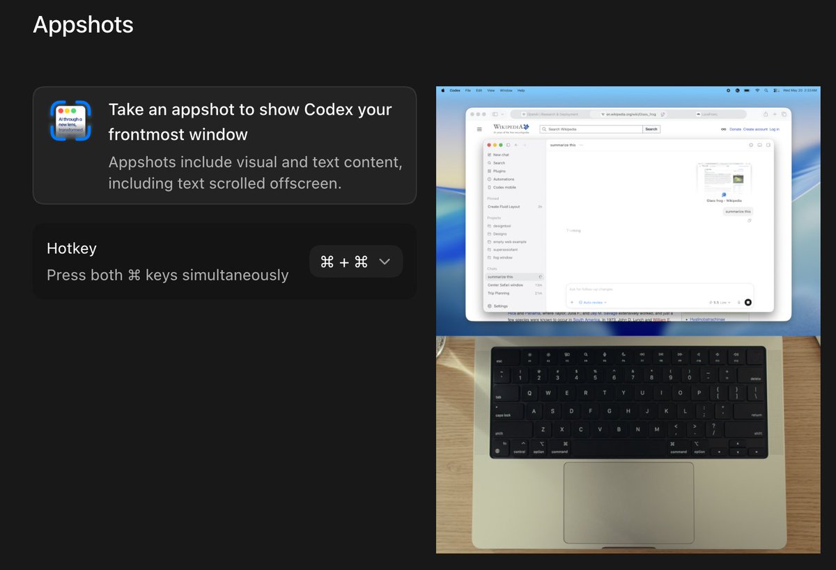 dezkant's tweet photo. hi sorry to put this here but can we get the codex app to remember that i've changed the hotkey for appshots please i fidget with my keyboard like crazy and every time i quit and reopen codex it starts going crazy adding appshots to the chat window

thanks idk where to send this next time