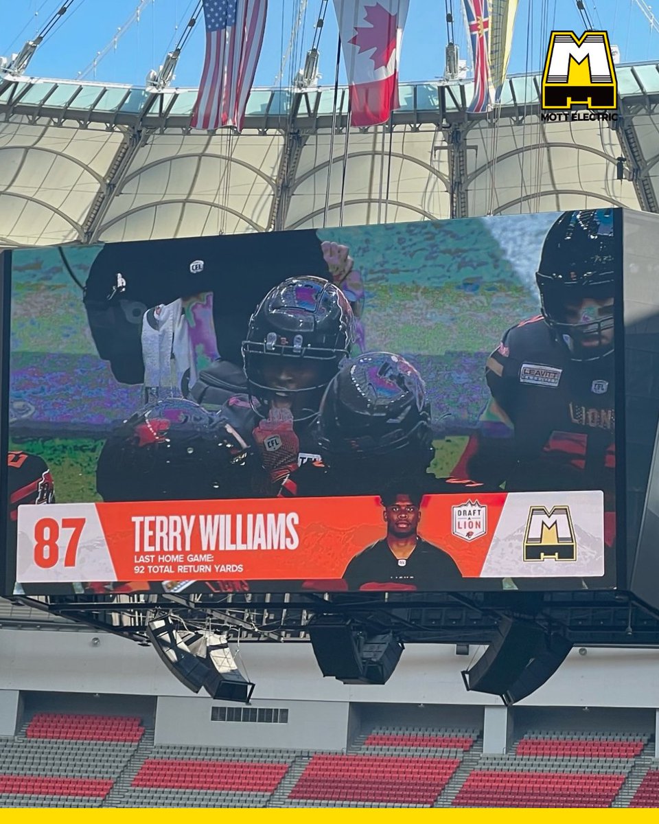 MottElectric's tweet photo. Game day at BC Place hits different when you're powering the action! Proud to back the @bclions_official and the Draft A Lion program. 
#BCLions #MottElectric https://t.co/XUhjHuSJuA