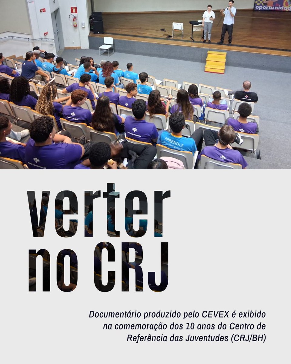 extensaoufmg's tweet photo. 🎬Documentário “Verter”, do Centro Virtual de Memória da Extensão (CEVEX/UFMG), é exibido no Centro de Referência das Juventudes (CRJ/BH).

▶️Saiba mais: https://t.co/0AKYJddPVB

#ExtensaoUFMG https://t.co/jA0XgxihPL