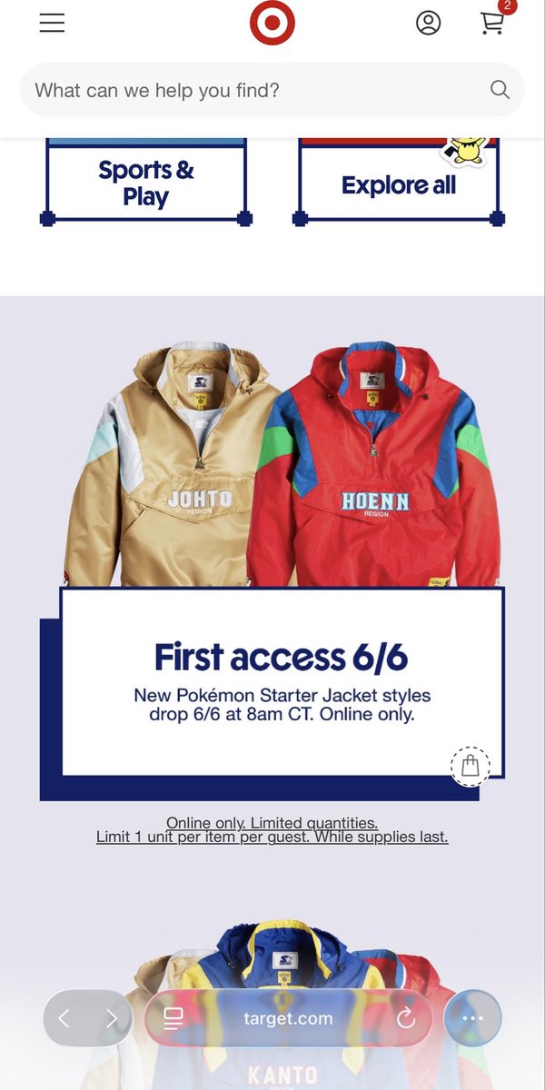 Yazzzleberry's tweet photo. Preview of Drop 2 for @Pokemon x @Target collab dropped this morning ! Looks like we have a second chance to preorder and grab the Kanto and new Johto , Hoenn starter jackets ⚡️ #pokemonxtarget https://t.co/iUI6Y7CS0C