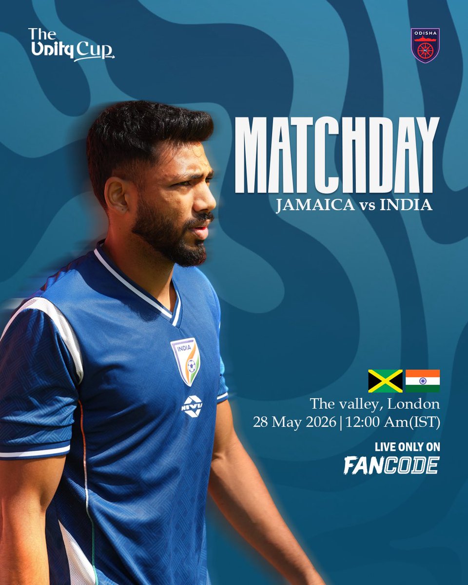 OdishaFC's tweet photo. Matchday for India!!! Wishing our Rahim Ali and the rest of the Indian squad all the best for the match!⚽️

🆚Jamaica🇯🇲
🏆The Unity Cup
🕛12:00 AM IST
🏟️The Valley, London

Watch live on @FanCode 📺 https://t.co/K4UteQEazY
