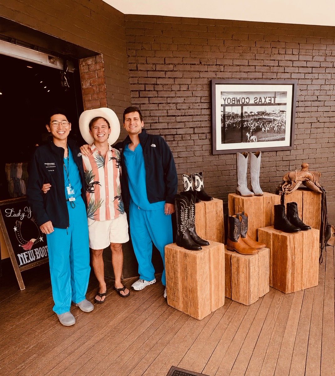 utsweye's tweet photo. From long shifts to custom fits! Celebrating residency graduation with a boot fitting party &amp; a little piece of Texas to take with them wherever they go.  Congratulations, residents! Your future is bright &amp; we’re cheering you on every step of the way. 💙   #UTSWOphthalmology https://t.co/DftrClXUxU