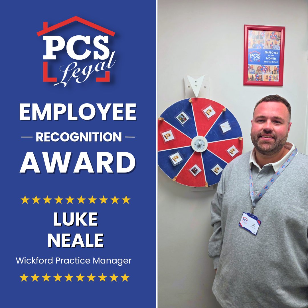 PCSLEGAL's tweet photo. We’re delighted to announce this month’s Employee Recognition Award winner 🌟

Congratulations to Luke Neale, our Wickford Practice Manager, for his dedication to both his clients and staff, and for receiving the highest amount of positive reviews for April👏

#PCSLegal https://t.co/pyuu6gmPWR