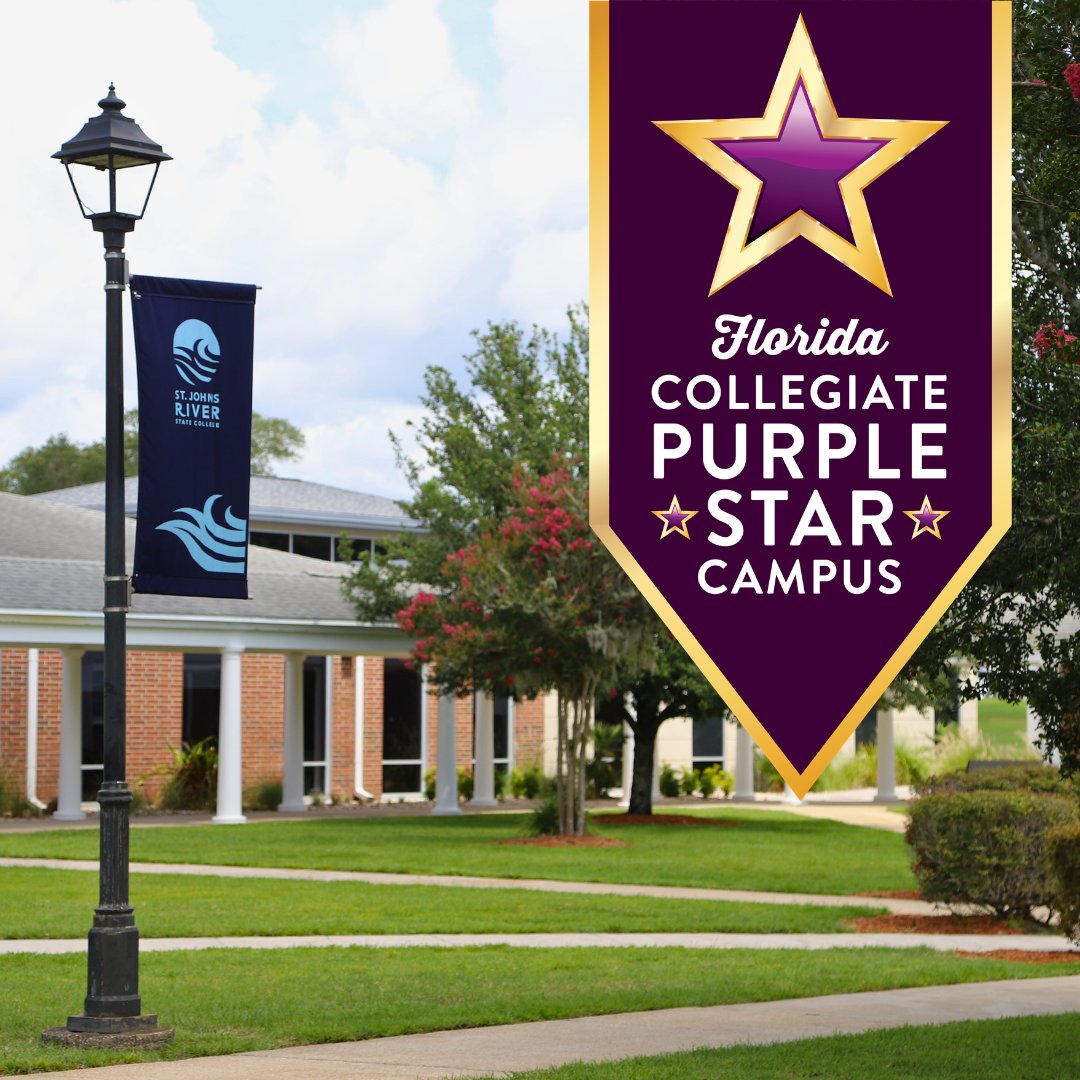 SJRState's tweet photo. SJR State is proud to be officially designated as a Collegiate Purple Star Campus.

This recognition reflects our continued commitment to supporting active military service members, veterans &amp; their families by connecting them with the resources they need to reach their goals. https://t.co/4nx1OrHs3P