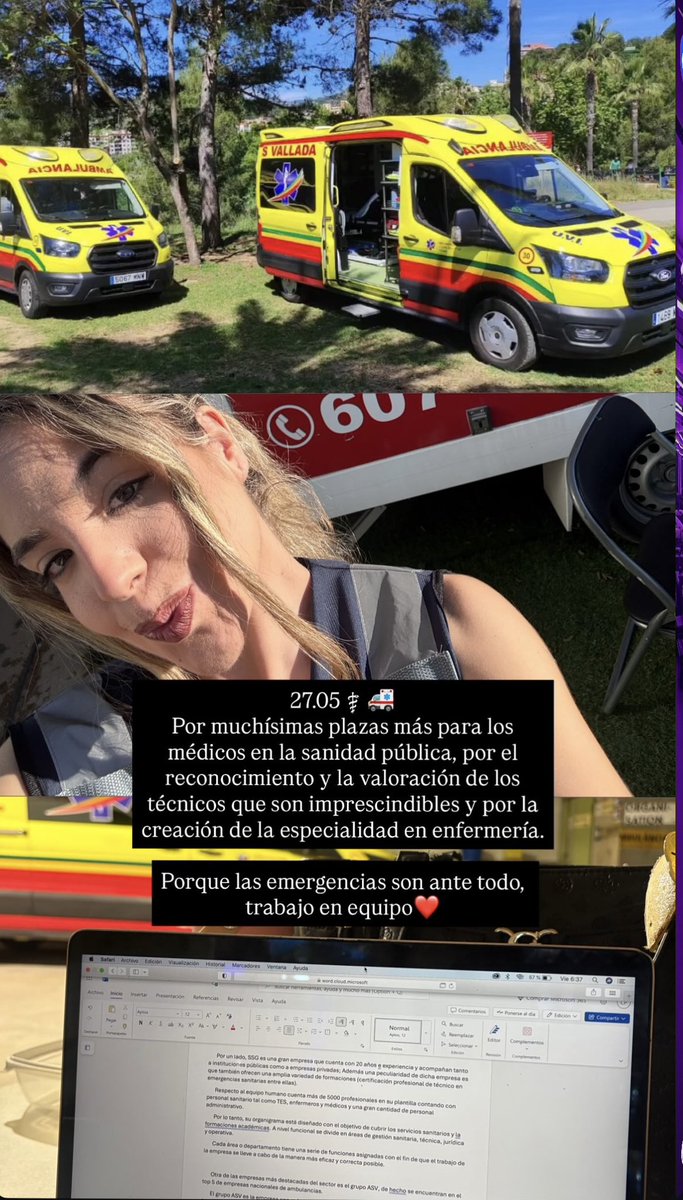 saapascual's tweet photo. No suelo publicar nada muy personal por aquí pero hoy es buen día para reconocer  y valorar el trabajo de cada sanitario de emergencias y para alzar la voy y luchar por una mejora en los derechos laborales de los trabajadores 🚑⚕️ https://t.co/d4UrAzm68E