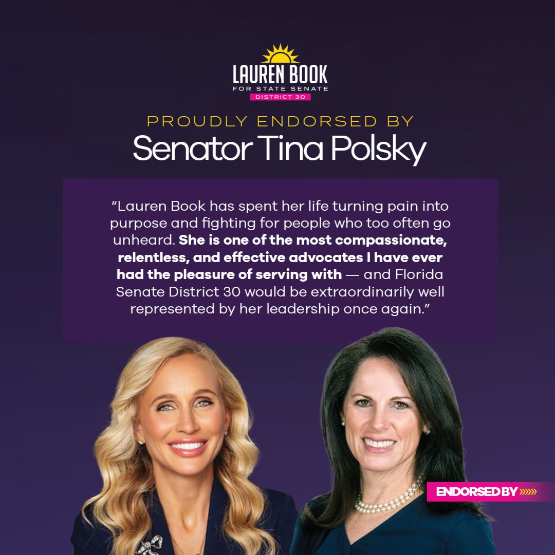 LeaderBookFL's tweet photo. Thank you to Senator @TinaPolsky, who served our community well in this seat and has decided not to seek re-election, Senate Democratic Leader Lori Berman, and Senator @MackBernardFL for their early support! https://t.co/lntpu2Mr8K
