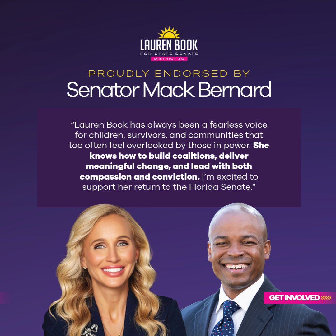 LeaderBookFL's tweet photo. Thank you to Senator @TinaPolsky, who served our community well in this seat and has decided not to seek re-election, Senate Democratic Leader Lori Berman, and Senator @MackBernardFL for their early support! https://t.co/lntpu2Mr8K