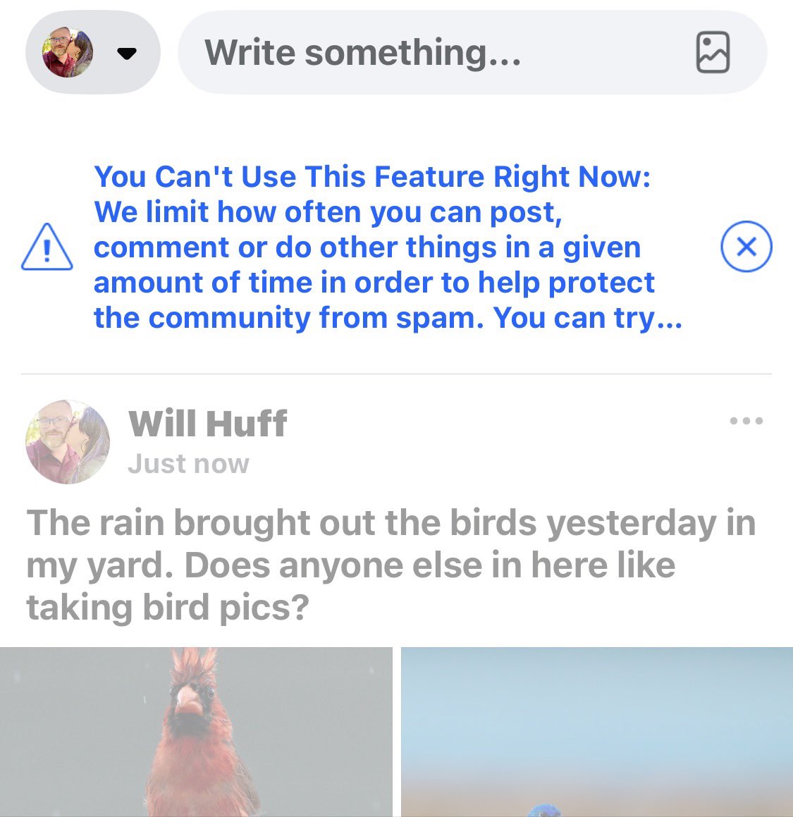 willgofurther's tweet photo. Hey, @facebook,

Why am I blocked from posting in my groups? First I wasn’t able to post in multiple groups, now I’m not able to post in any. I’m a content creator on your platform and now I can’t even post. 

FYI, I may post 1 time per day in a couple groups. I don’t spam post. https://t.co/mZ1F5vInKy